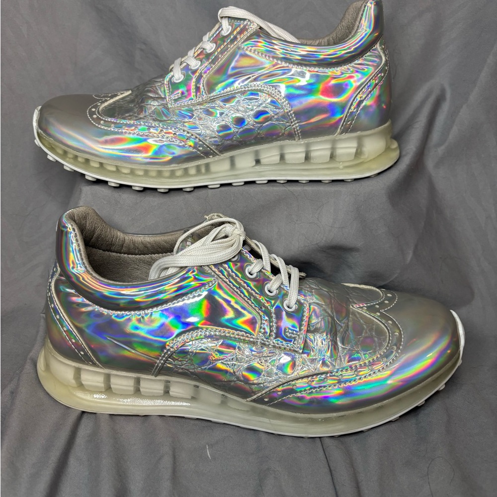 Duca Del Cosma x Lucky In Love Croc Bellezza Holographic Silver Women's Sneakers